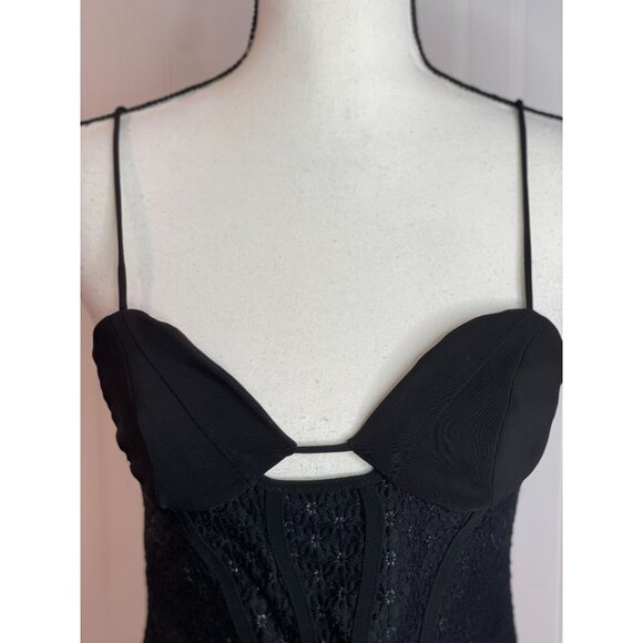 Zara Black Lace Body Suit With Adjustable Straps & Snap Closure - Picture 14 of 16